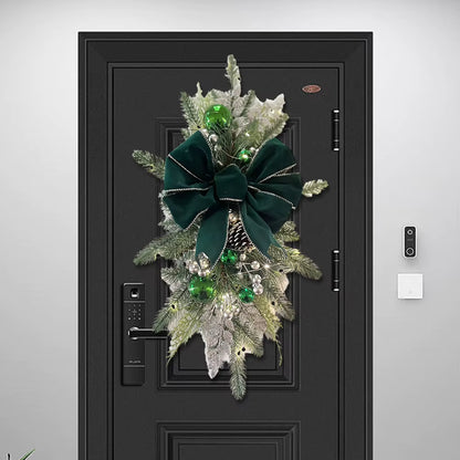 Christmas Swag Wreath Pendants Without/With Light Atmosphere Decorative Garland Home Door Window Decoration Party Supplies