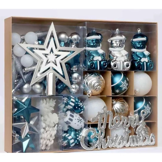 70Ct Christmas Ball Ornaments Set, 68 Pcs Shatterproof Tree Hanging Ornaments&Merry Christmas Sign&Top Tree Toppers, Xmas Decor
