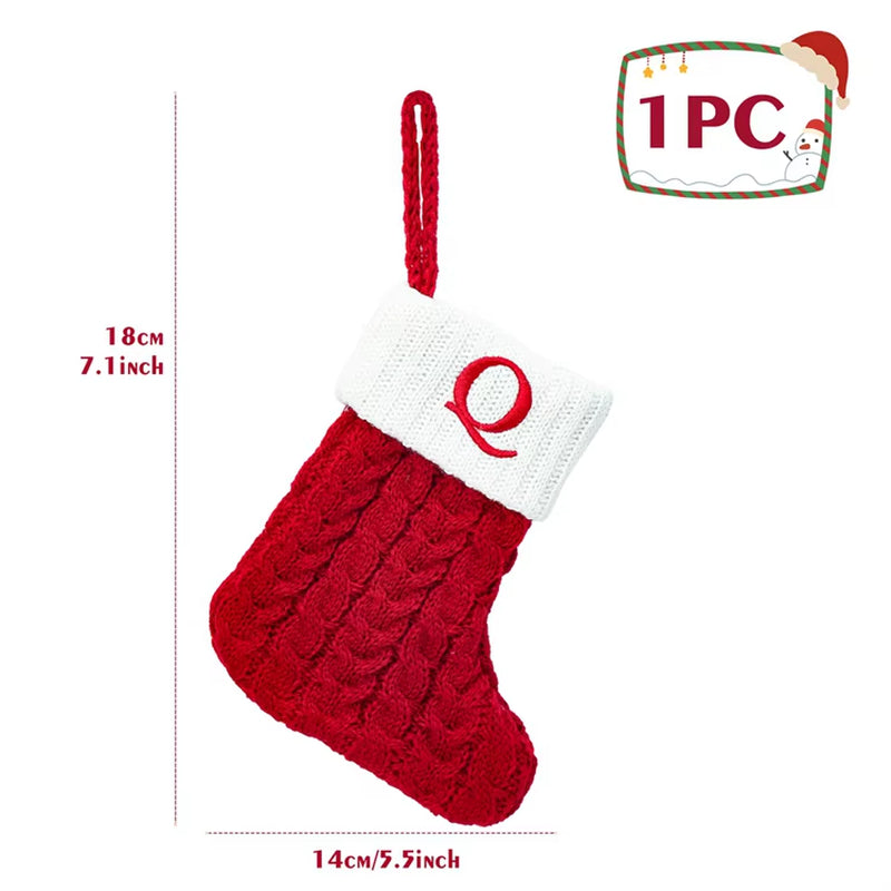 Christmas Alphabet Knitting Sock Christmas Tree Ornament Christmas Decoration for Home 2024 Navidad Noel Xmas New Year 2025 Gift