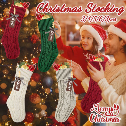 3/4/5/6/8Pcs Christmas Stockings 18In Large Size Cable Knit Stocking Gifts Kids New Year Gift Decor for Family Holiday Party