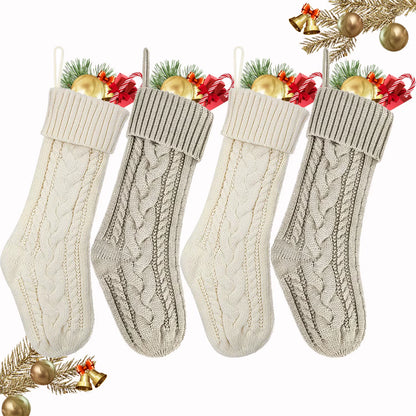 3/4/5/6/8Pcs Christmas Stockings 18In Large Size Cable Knit Stocking Gifts Kids New Year Gift Decor for Family Holiday Party