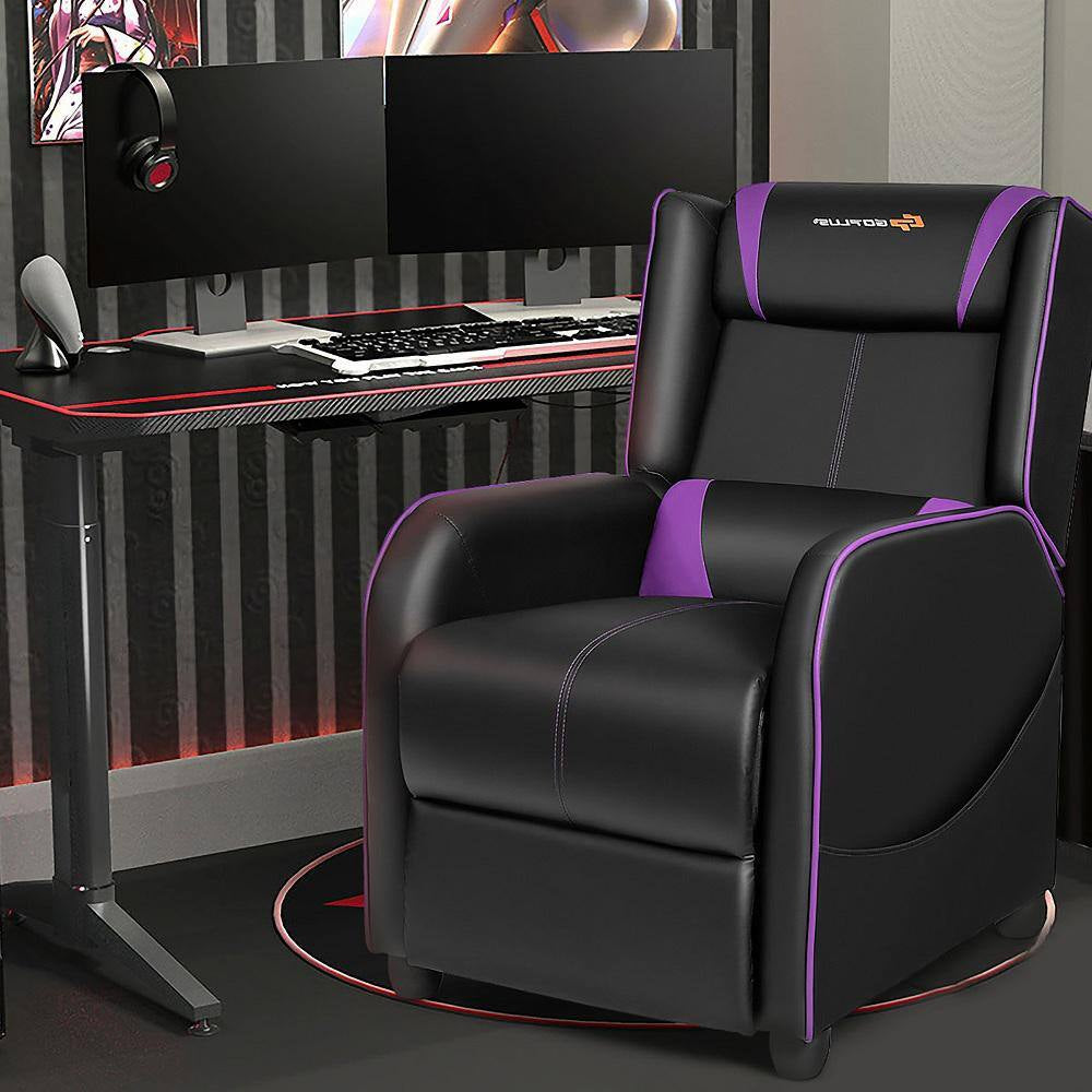 Purple PU Adjustable Backrest Massage Chair - SP!NECK™ 