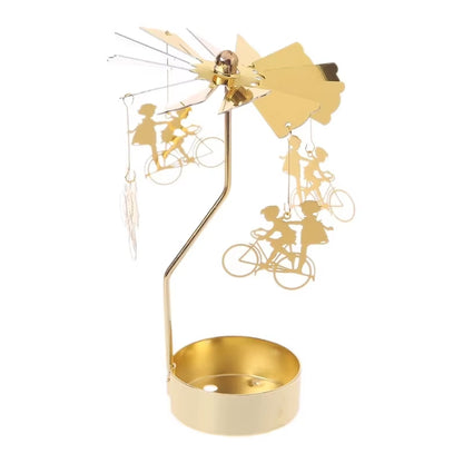 1Pc Metal Hot Rotating Candle Holder Christmas Rotating Candle Holder Dinner Party Wedding Party Candle Holder Decoration Gift