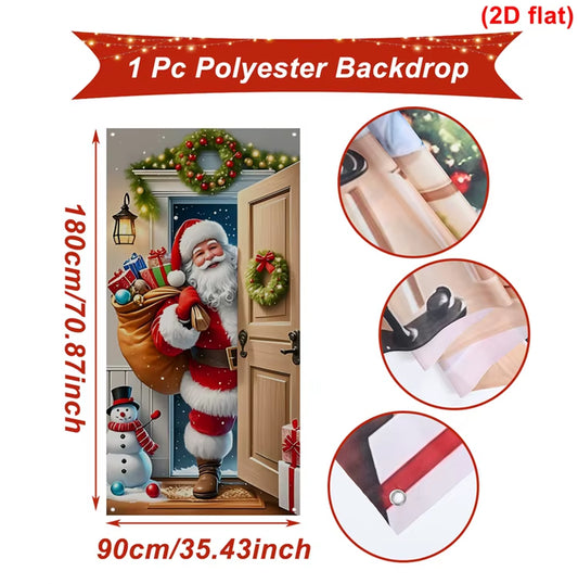 Christmas Hanging Flag Santa Claus Door Banner Christmas Decoration for Home 2025 Xmas Ornament Navidad Natal New Year Gift 2026