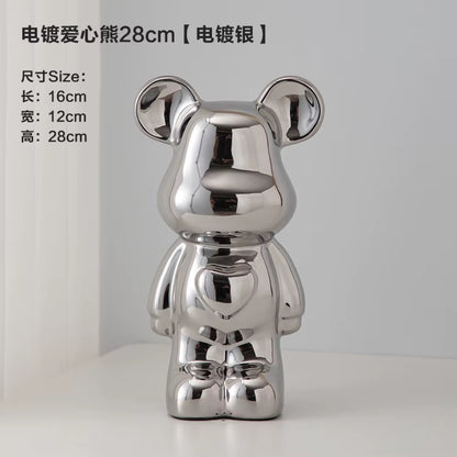 18-28CM European Electroplating Ceramic Care Bear Doll Ornament Home Desktop Living Room Decoration Ornament Decorative Figurine