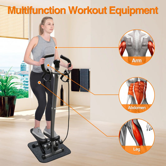 Mini Stair Stepper with Resistance Bands and Handlebar