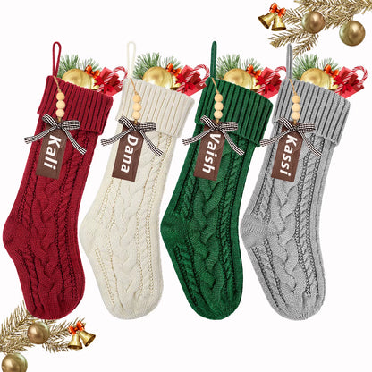 3/4/5/6/8Pcs Christmas Stockings 18In Large Size Cable Knit Stocking Gifts Kids New Year Gift Decor for Family Holiday Party