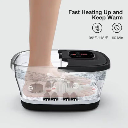 Collapsible Foot Spa with Heat, Bubble, Red Light, and Temperature Control, Foot Bath Massager with 8 Shiatsu Massage Rollers - SP!NECK™ 