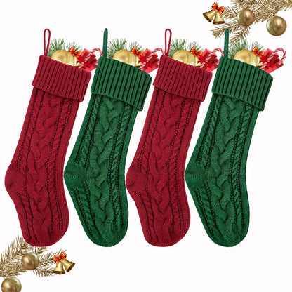 3/4/5/6/8Pcs Christmas Stockings 18In Large Size Cable Knit Stocking Gifts Kids New Year Gift Decor for Family Holiday Party