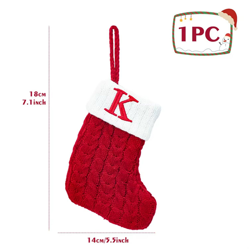 Christmas Alphabet Knitting Sock Christmas Tree Ornament Christmas Decoration for Home 2024 Navidad Noel Xmas New Year 2025 Gift