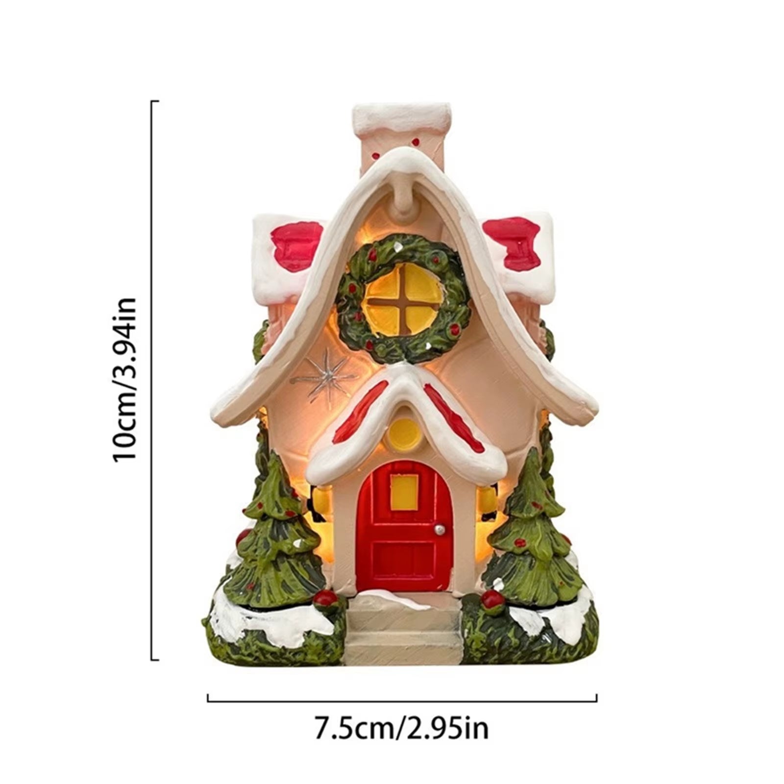 Log Cabin Christmas Decorations Luminous Resin Snow House Table Top Desktop Home Decorations New Year Gifts Party Supplies