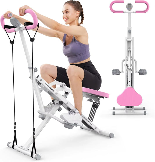 Pink Squat Machine - Home Gym with 4 Resistance Bands - SP!NECK™ 