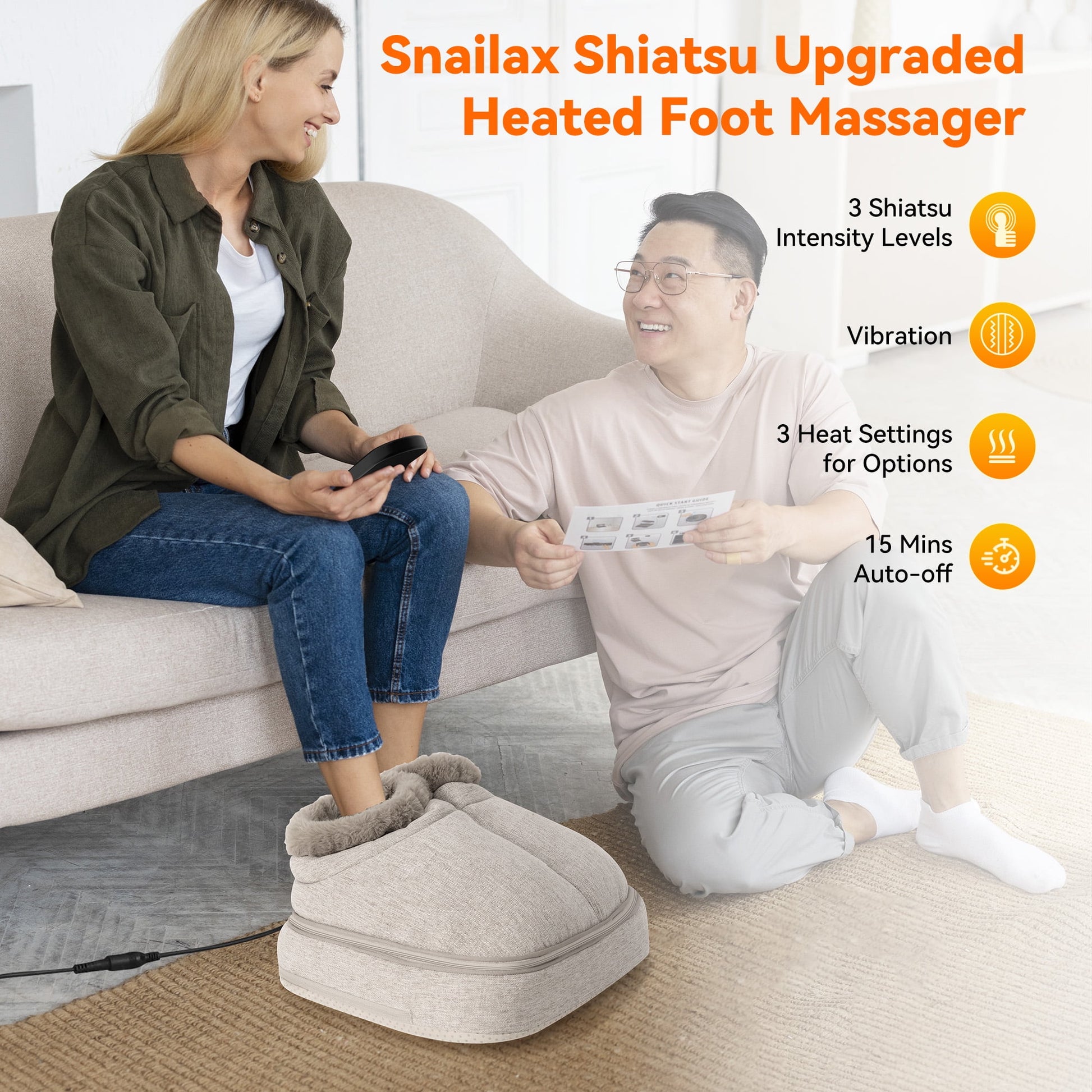 Shiatsu Foot Warmer 3-In-1 Back Massager, Kneading Foot Massager