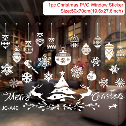 Christmas Window Stickers Merry Christmas Decorations for Home 2025 Christmas Wall Sticker Kids Room New Year Decoration 2026