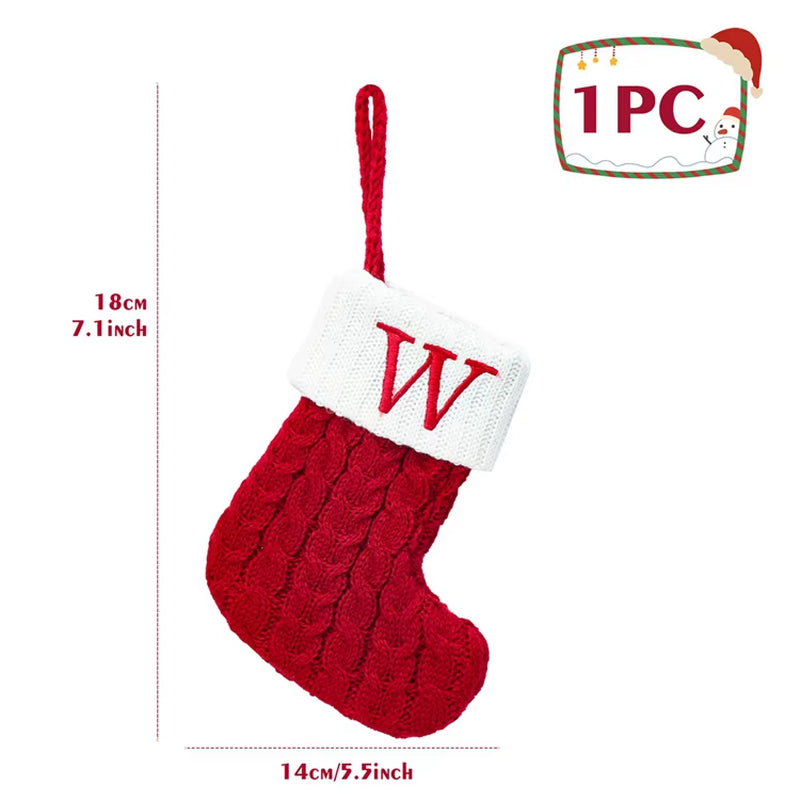 Christmas Alphabet Knitting Sock Christmas Tree Ornament Christmas Decoration for Home 2024 Navidad Noel Xmas New Year 2025 Gift
