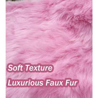 48 Inch Faux Fur Christmas Tree Skirt Pink Plush Skirt for Merry Christmas Party Christmas Tree Decoration