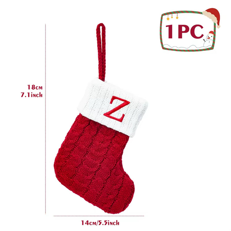 Christmas Alphabet Knitting Sock Christmas Tree Ornament Christmas Decoration for Home 2024 Navidad Noel Xmas New Year 2025 Gift