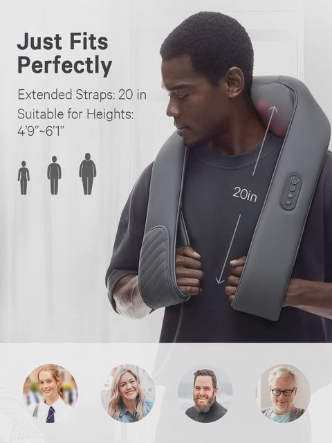 Electric Neck & Shoulder Massager with Heated Back Pillow