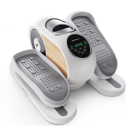 Modern under-desk elliptical pedal exerciser with digital display and textured foot pads