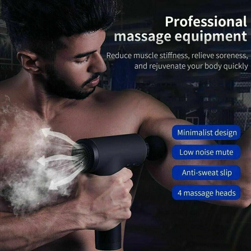 Massage Gun Percussion Massager - Deep Tissue with 4 Heads - SP!NECK™