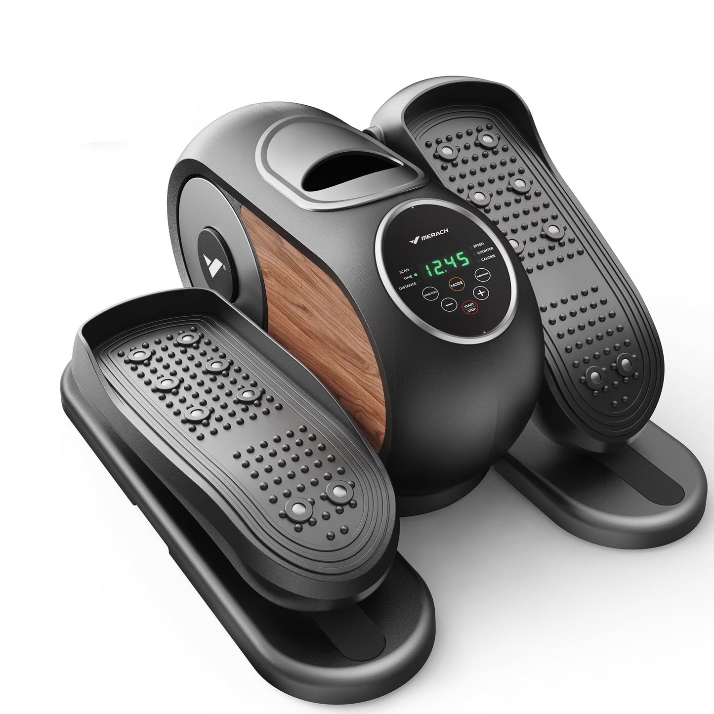 Under-desk ergonomic pedal exerciser with digital display and textured foot pads