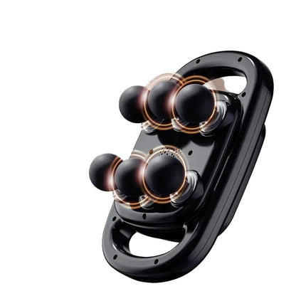 SP!NECK™ ergonomic black neck massager with rotating massage nodes on white background